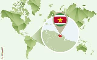 Infographic for Suriname, detailed map of Suriname with flag. vector