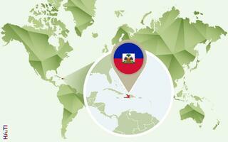 Infographic for Haiti, detailed map of Haiti with flag. vector