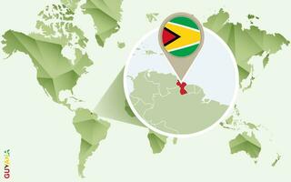 Infographic for Guyana, detailed map of Guyana with flag. vector