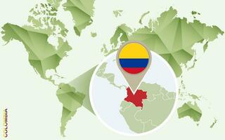 Infographic for Colombia, detailed map of Colombia with flag. vector