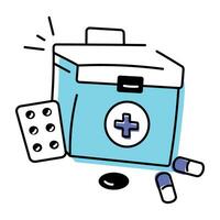 Download doodle icon of a medical kit vector