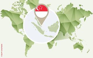 Infographic for Singapore, detailed map of Singapore with flag. vector