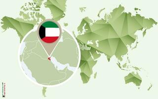 Infographic for Kuwait, detailed map of Kuwait with flag. vector