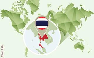 Infographic for Thailand, detailed map of Thailand with flag. vector