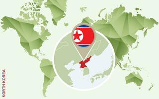 Infographic for North Korea, detailed map of North Korea with flag. vector