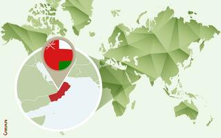 Infographic for Oman, detailed map of Oman with flag. vector