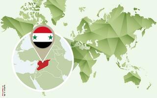 Infographic for Syria, detailed map of Syria with flag. vector
