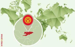 Infographic for Kyrgyzstan, detailed map of Kyrgyzstan with flag. vector