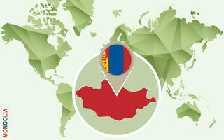 Infographic for Mongolia, detailed map of Mongolia with flag. vector