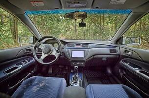 Inside moden car background, inside car interior elements wallpaper photo