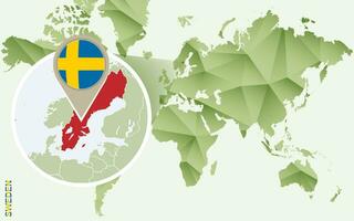 Infographic for Sweden, detailed map of Sweden with flag. vector