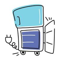 Check out doodle icon of refrigerator vector