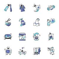 Collection of Hotel Doodle Icons vector