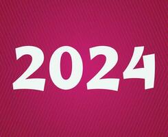 2024 nuevo año fiesta diseño blanco resumen vector logo símbolo ilustración con rosado antecedentes
