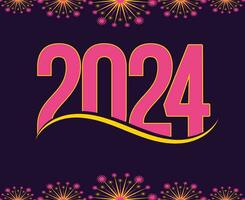 2024 New Year Holiday Design Pink And Yellow Abstract Vector Logo Symbol Illustration With Purple Background