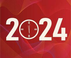 2024 New Year Holiday Design White Abstract Vector Logo Symbol Illustration With Red Background