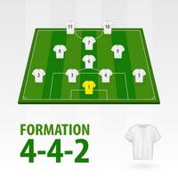 Football players lineups, formation diamond 4-4-2 . Soccer half stadium. vector