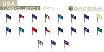 Isometric flag collection, US States set part 3 vector