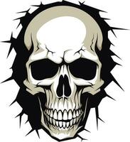 Emerge of the Dark Skull in Cracked Wall Logo Creepy Skull Icon Unveiling from the Walls Depths vector