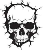 Eerie Awakening The Walls Intriguing Skull Emblem Emerging Skull The Dark Secrets Revealed from the Wall vector