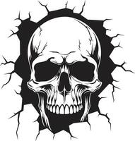 Gothic Wall Enigma The Mysterious Skulls Reveal Dark Emergence Skull in Cracked Wall vector