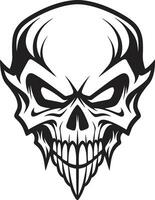 Ebon Enigma Mystic Skull Profile Cryptic Enchantment Ghostly Head vector