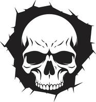 Mystical Skull Unearthed Peeping from the Wall Black Skull in Wall An Enigma Unveiled vector