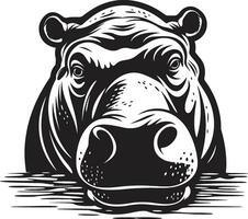 Hippo Majesty in Vector Artistry Elegant Hippo Icon in Black