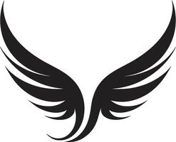 Serenity in Black and White Angelic Flight Feathered Silhouette Excellence Monochrome Icon vector