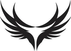 majestuoso emblema de celestial belleza elegante icono simplista elegancia negro vector ángel alas