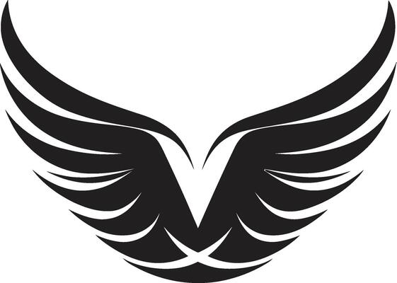 Spirits Serenity Angel Wings Symbol in Monochrome Emblematic Divine Charm Logo Design with Angel Wings