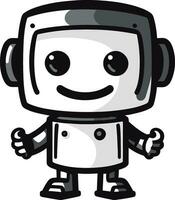 Stealthy Mini Bot Stylish Emblem in Vector Cosmic Byte Buddy Space Age Mascot Icon