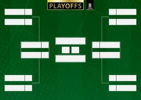 Tournament bracket for 8 team on green soccer background vector