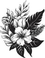 Iconic Paradise Unleashed Black Emblem Design Black and Lush Exotic Floral Vector