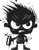 Screaming Spray Paint Rebellion Angry Design Black Spray Paint Rage Mascot Emblem vector