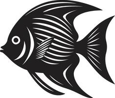 Black Vector Artistry Angelfish Emblem Graceful Angelfish Symbol Black Logo Design