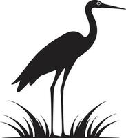 Heron in Vector Artistry Minimalistic Black Heron Logo