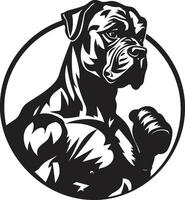 Athletic Elegance in Monochrome Black Vector Icon Vector Artistry Redefined Sporting Boxer Dog Emblem