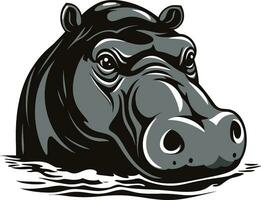 Hippo Iconic Design with a Twist Hippo Profile in Contemporary Art vector