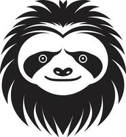 Midnight Monochrome Majesty Sloth Icon Ebon Excellence Serene Slothfulness vector