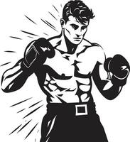 Vector Artistry Redefined Boxing Man Emblem Pugilistic Prowess Unveiled Black Logo with Boxing Man