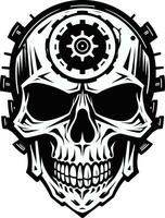 Cyberpunk Renaissance The Mechanical Skull Emblem Abstract Tech Icon The Artistic Fusion of Innovation vector