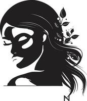 Enigmatic Gaze Vector Icon of Female Face Subtle Elegance Black Logo with Females Face