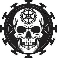 cyberpunk innovación el mecánico cráneo emblema místico máquina majestad el enigmático mundo de cibernética vector
