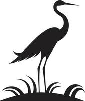 Elegant Heron in Black Vector Heron Artistry for Modern Branding