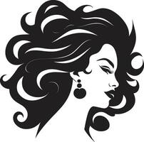 Intriguing Elegance Vector Icon of Females Face in Black Monochrome Subtle Charm Black Logo with Females Profile in Monochrome