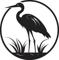 Black Heron Logo with Style Heron in Flight Vector Inspiration