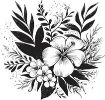 Iconic Paradise Unleashed Black Emblem Design Black and Lush Exotic Floral Vector