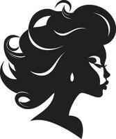 Timeless Allure Black Face Vector Icon with Womans Profile in Monochrome Elegant Lines Black Logo with Females Face Icon in Monochrome