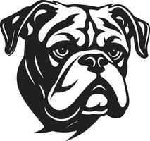 Iconic Strength Black Logo with Bulldog Mighty Mascot Black Bulldog Logo Vector Icon